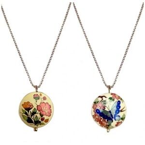 BOHEMIAN • Butterfly Flower Vintage Ceramic Necklace